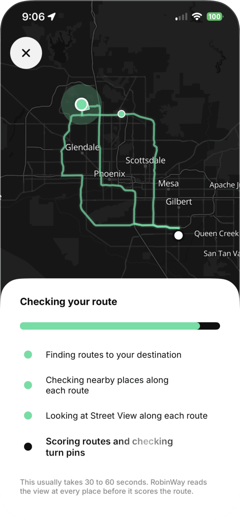 RobinWay checking each route to a destination